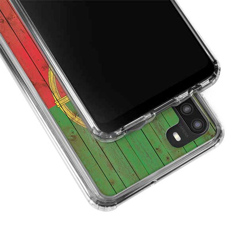 Portuguese Flag Dark Wood Galaxy A21 Clear Case